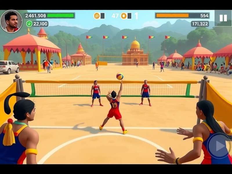 Indian Volley Warriors gameplay screenshot showing volleyball action